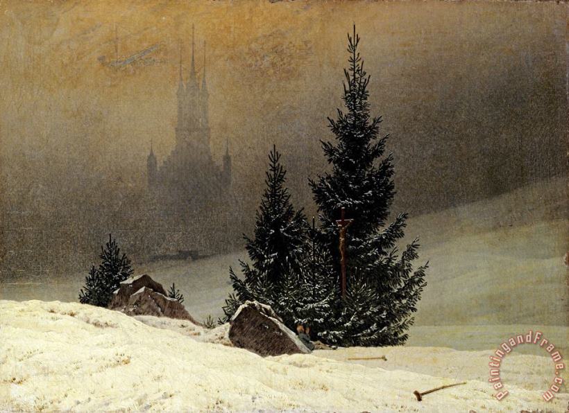 Caspar David Friedrich Winter Landscape with a Church Art Painting