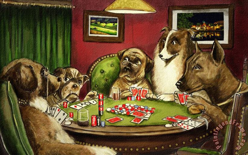 cassius marcellus coolidge Dogs Playing Poker I Art Painting