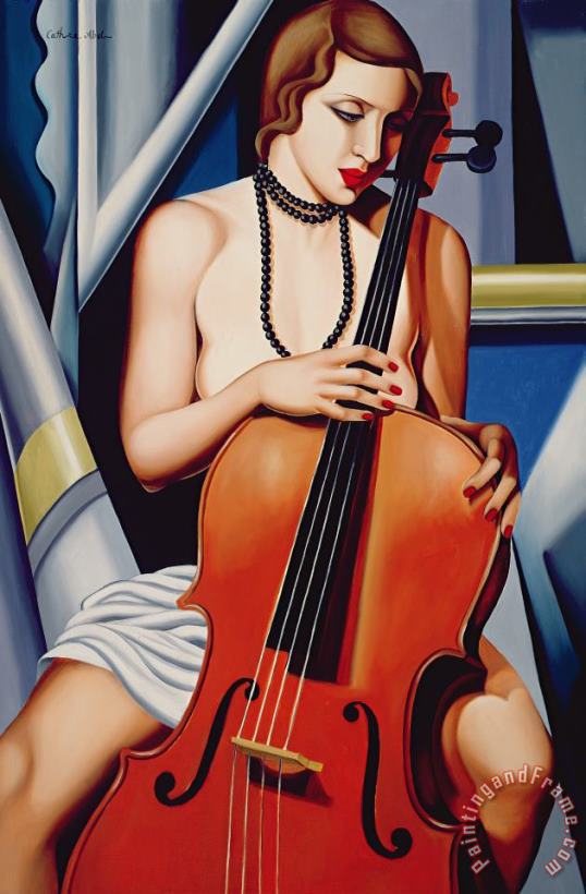 Woman with Cello painting - Catherine Abel Woman with Cello Art Print