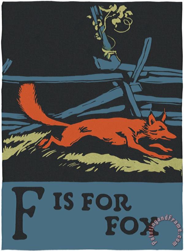 Alphabet: F Is for Fox painting - C.B. Falls Alphabet: F Is for Fox Art Print