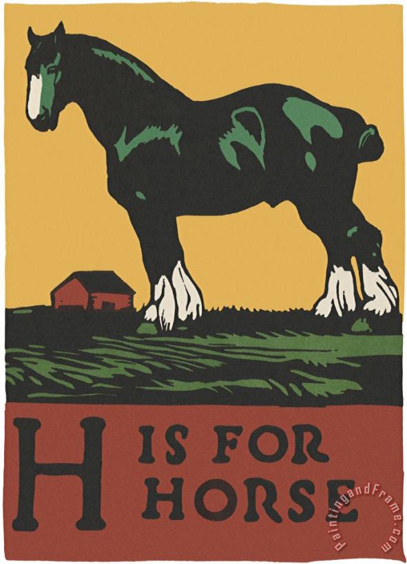 Alphabet: H Is for Horse painting - C.B. Falls Alphabet: H Is for Horse Art Print