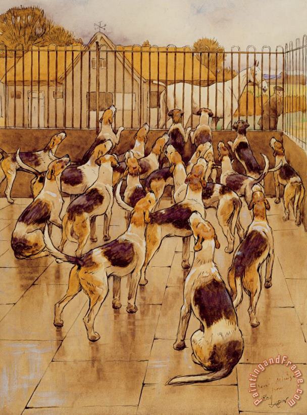 Cecil Charles Windsor Aldin The Hounds began suddenly to howl in chorus Art Print