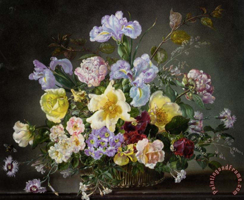 Cecil Kennedy A Still Life with Peonies And Other Flowers Art Painting