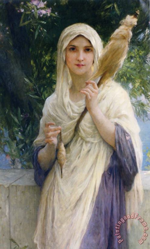 Charles Amable Lenoir The Spinner by The Sea Art Painting