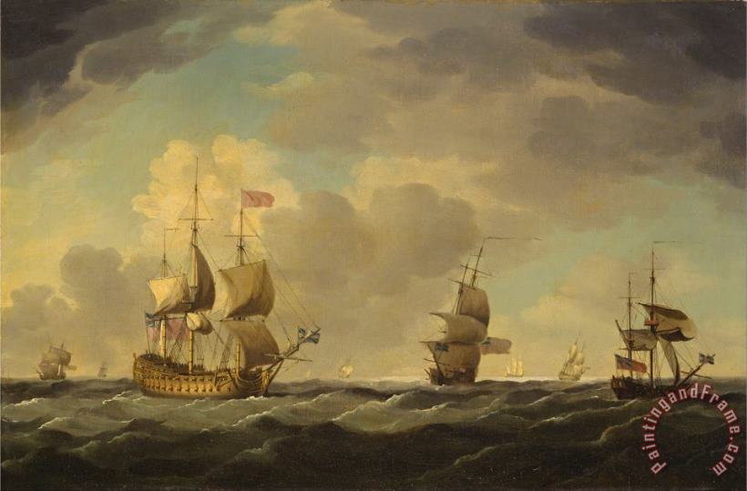 An English Flagship Under Easy Sail in a Moderate Breeze painting - Charles Brooking An English Flagship Under Easy Sail in a Moderate Breeze Art Print