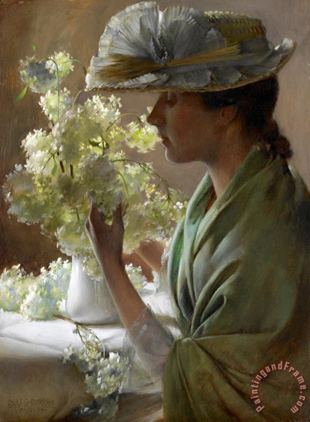 Charles Courtney Curran Lady with a Bouquet Art Painting