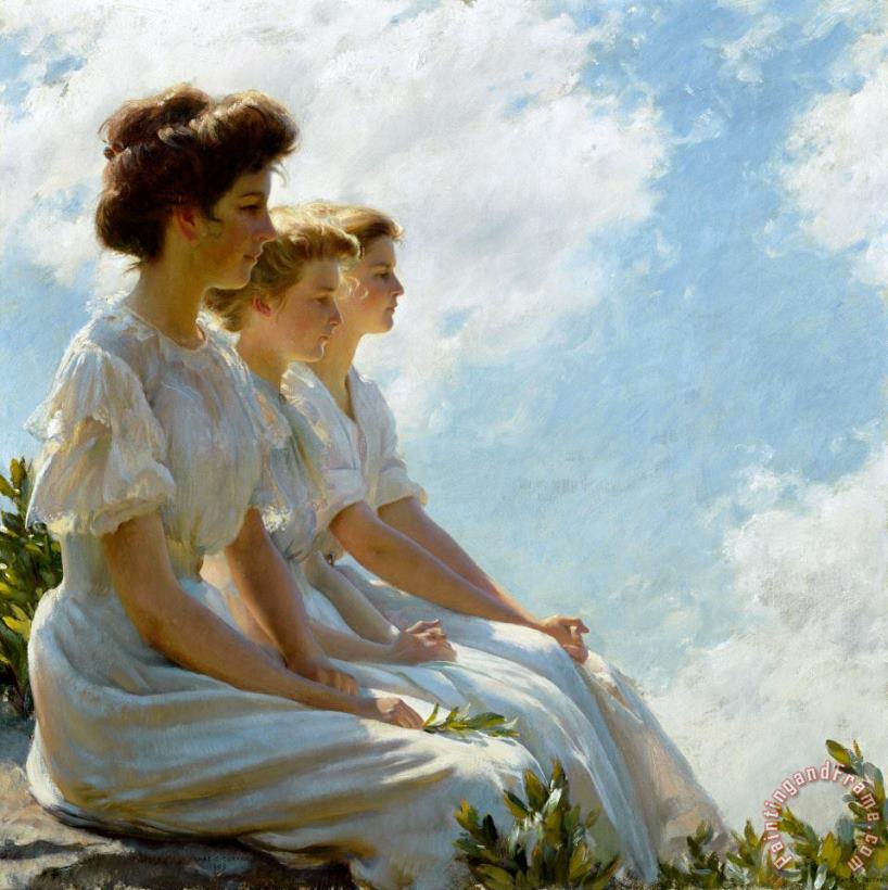 On The Heights painting - Charles Courtney Curran On The Heights Art Print On The Heights painting - Charles Courtney Curran On The Heights Art Print