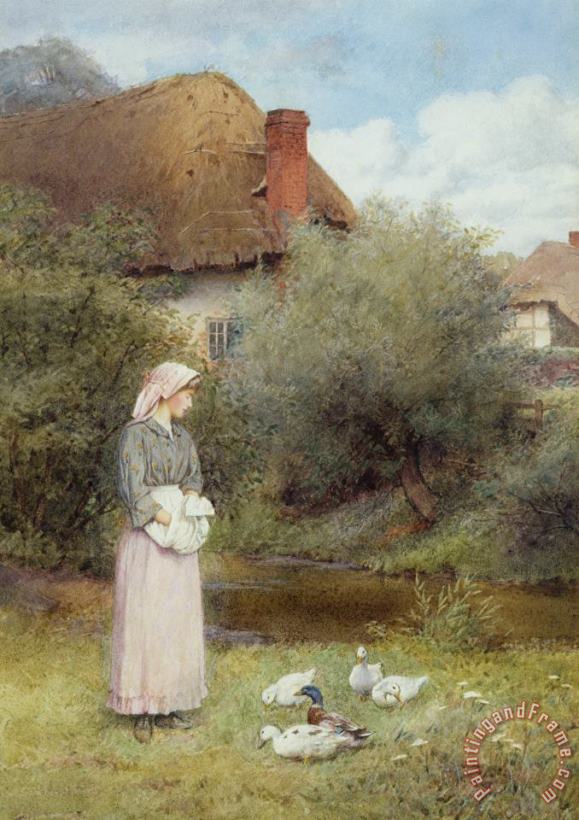 Charles Edward Wilson Feeding The Ducks Art Painting