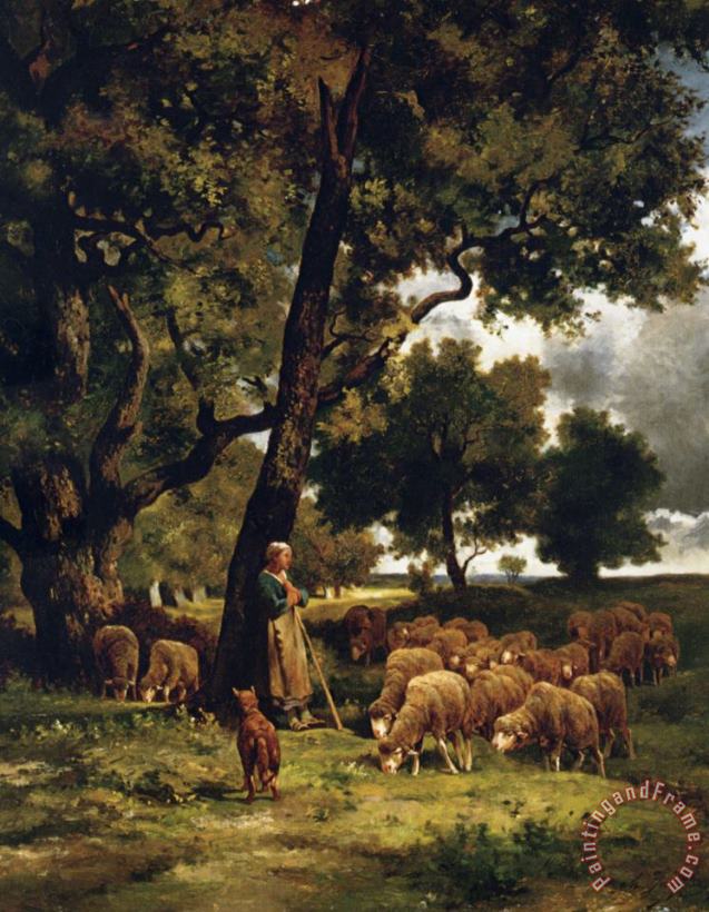 The Shepherdess And Her Flock painting - Charles Emile Jacque The Shepherdess And Her Flock Art Print