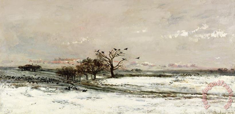 Charles Francois Daubigny The Snow Art Painting