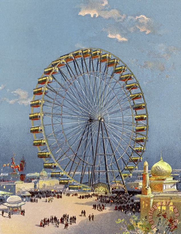 Charles Graham Ferris Wheel, From The World's Fair in Water Colors Art Painting