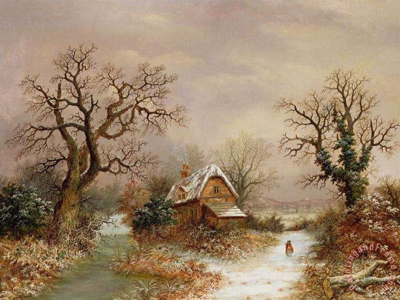 Little Red Riding Hood In The Snow painting - Charles Leaver Little Red Riding Hood In The Snow Art Print