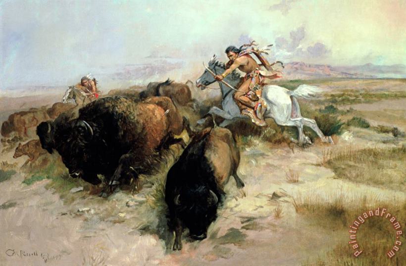 Charles Marion Russell Buffalo Hunt Art Painting