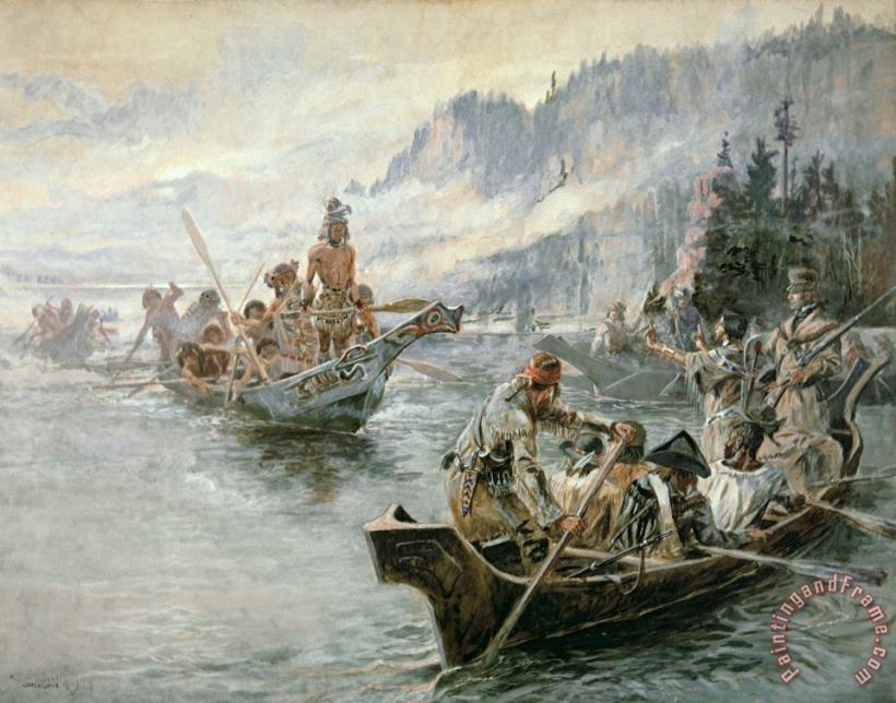 Lewis and Clark on the Lower Columbia River painting - Charles Marion Russell Lewis and Clark on the Lower Columbia River Art Print