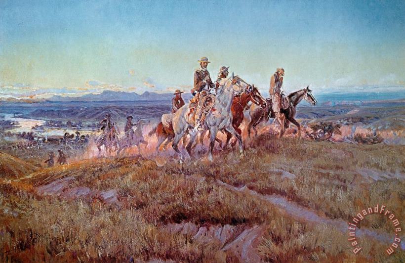 Riders of the Open Range painting - Charles Marion Russell Riders of the Open Range Art Print