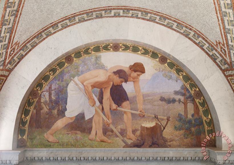 Labor Mural in Lunette From The Family And Education Series Library of Congress Thomas Jefferson Building Washington Dc painting - Charles Sprague Pearce Labor Mural in Lunette From The Family And Education Series Library of Congress Thomas Jefferson Building Washington Dc Art Print