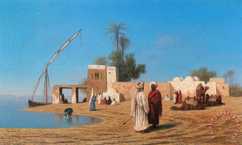 Charles Theodore Frere A Village on The Shores of The Nile High Egypte Art Print