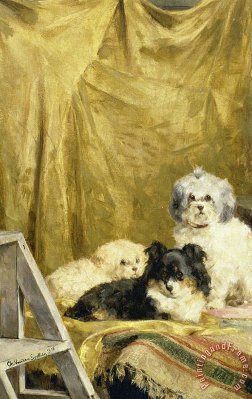 Three Dogs painting - Charles van den Eycken Three Dogs Art Print