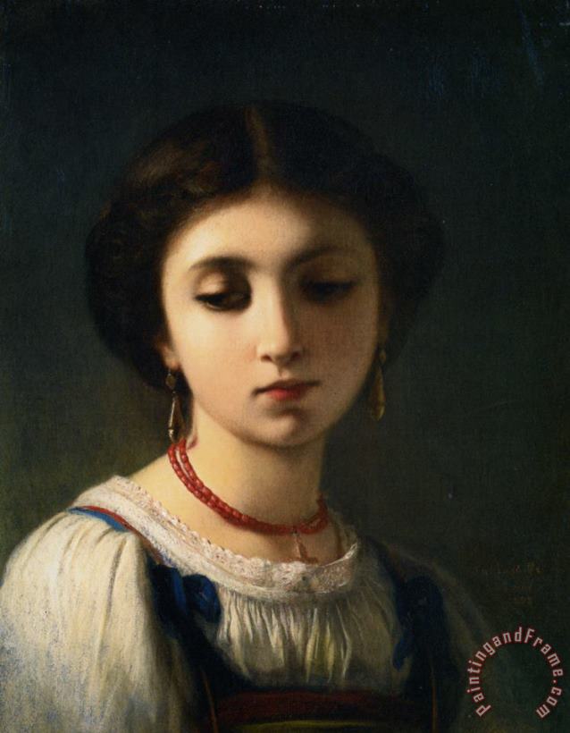 Charles Zacharie Landelle Portrait of a Young Italian Girl Art Print