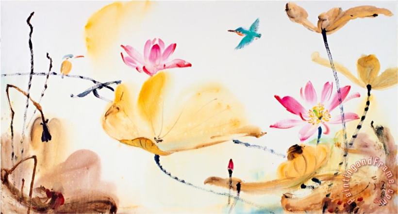 Chi Wen Autumn Lotus Art Print