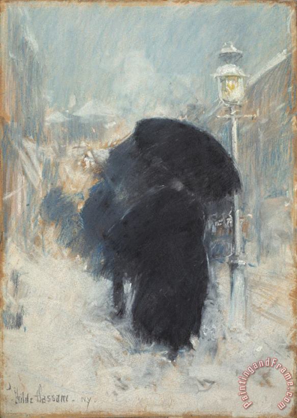 A New York Blizzard painting - Childe Hassam A New York Blizzard Art Print