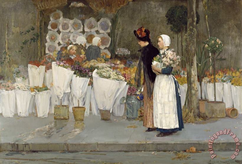 At The Florist painting - Childe Hassam At The Florist Art Print