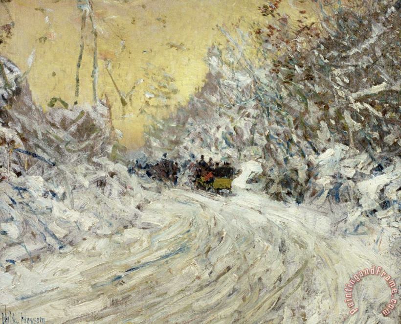 Sleigh Ride in Central Park painting - Childe Hassam Sleigh Ride in Central Park Art Print