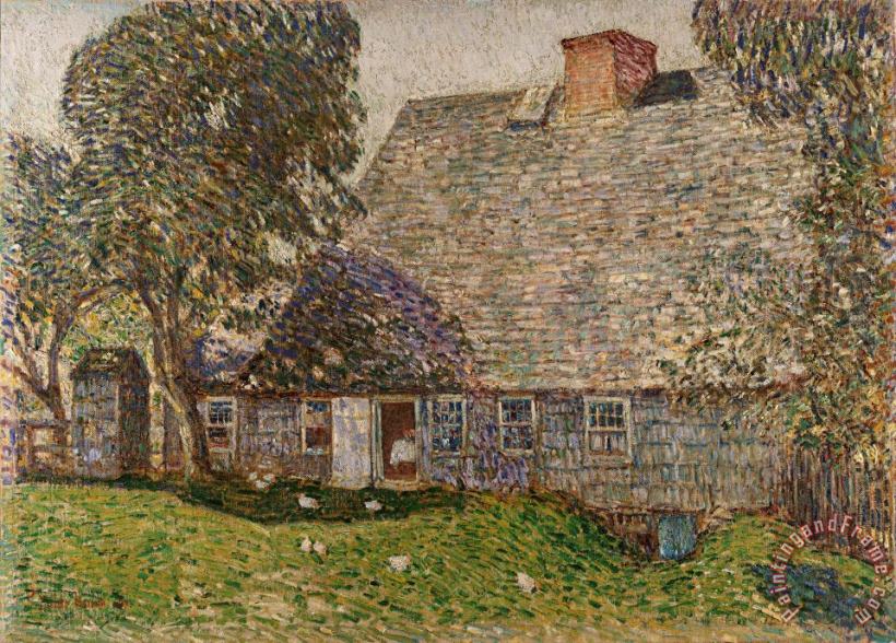The Old Mulford House painting - Childe Hassam The Old Mulford House Art Print
