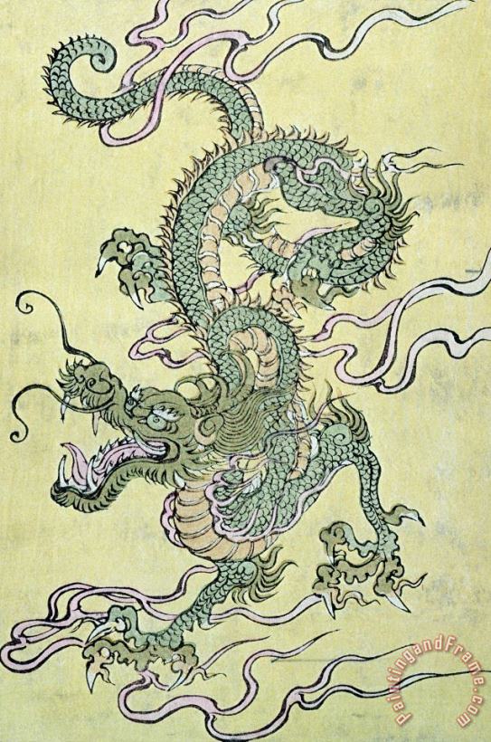 A Chinese Dragon painting - Chinese School A Chinese Dragon Art Print