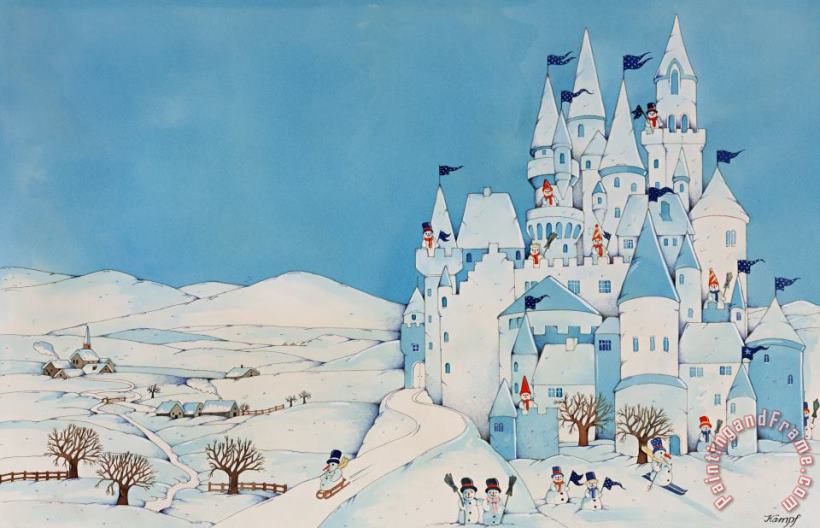 Snowman Castle painting - Christian Kaempf Snowman Castle Art Print