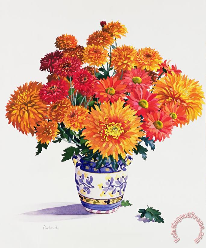October Chrysanthemums painting - Christopher Ryland October Chrysanthemums Art Print
