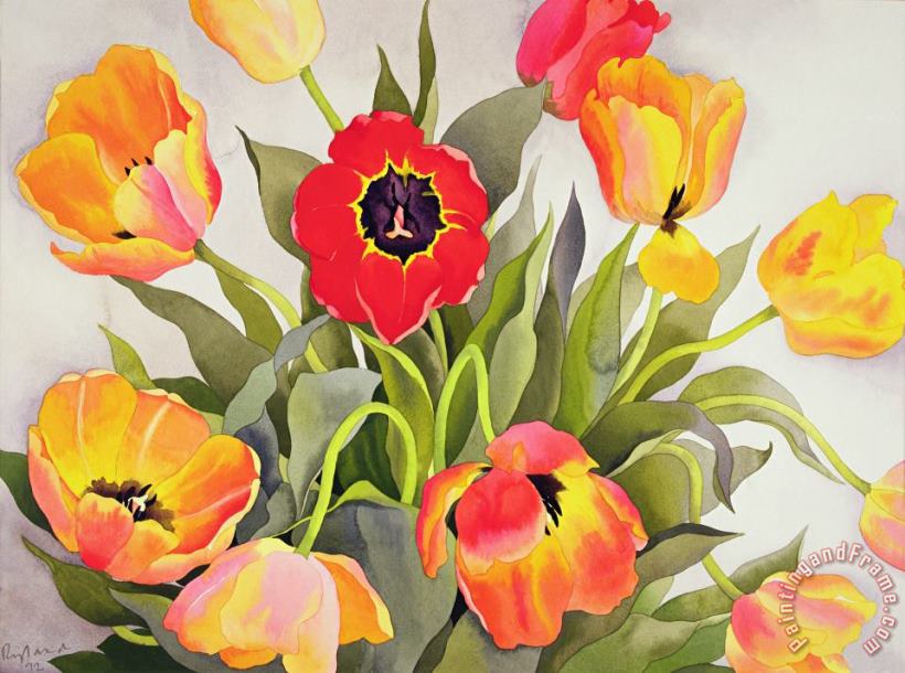 Christopher Ryland Orange And Red Tulips Art Painting