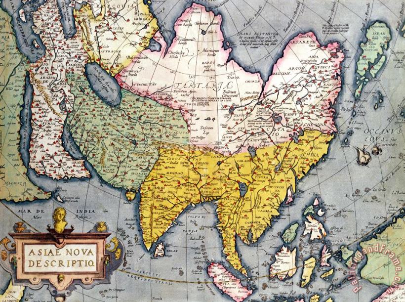 Claes Jansz Antique Map of Asia Art Print