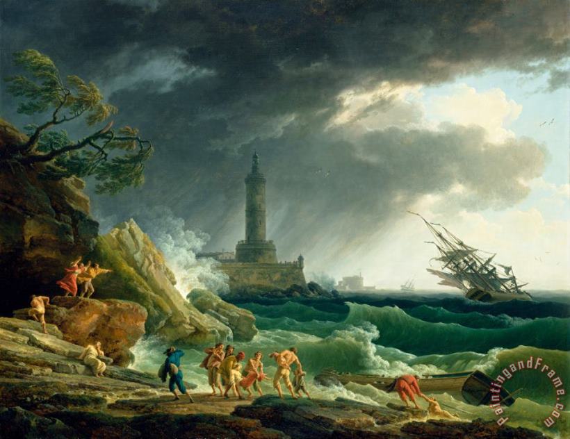 Claude Joseph Vernet A Storm on a Mediterranean Coast Art Painting