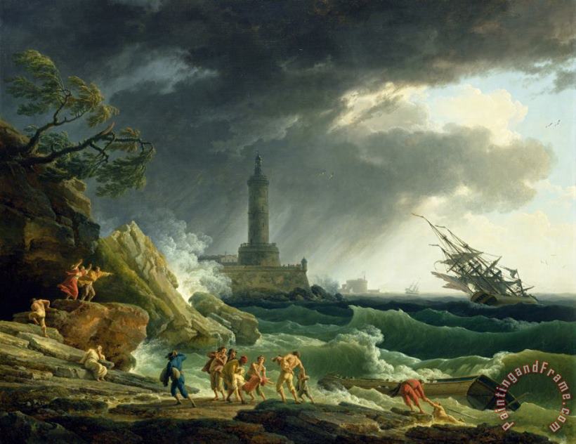 Claude Joseph Vernet A Storm on a Mediterranean Coast, 1767 Art Painting