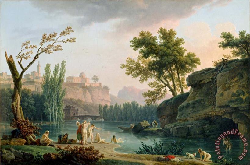 Summer Evening, Landscape in Italy painting - Claude Joseph Vernet Summer Evening, Landscape in Italy Art Print