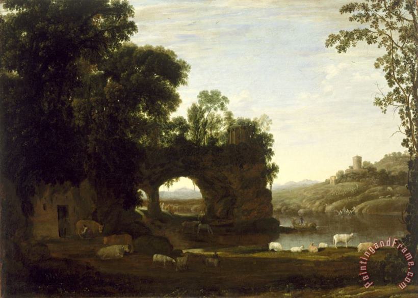 Landscape with a Rock Arch And River painting - Claude Lorrain Landscape with a Rock Arch And River Art Print