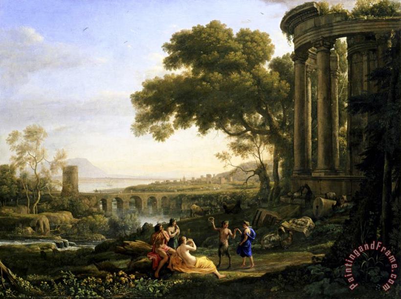 Claude Lorrain Landscape with Nymph And Satyr Dancing Art Print