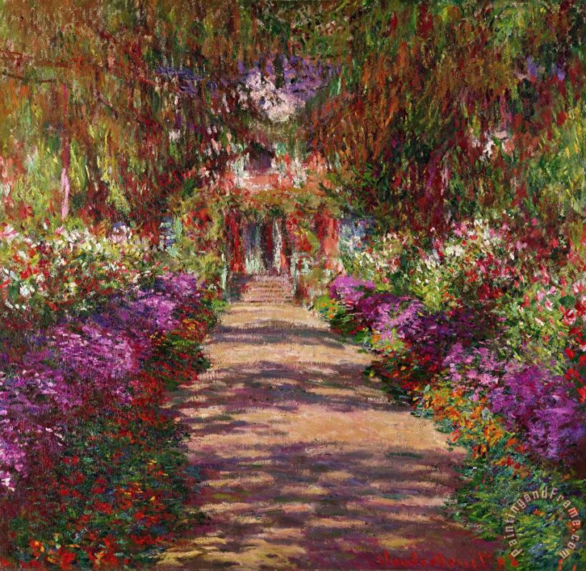 A Pathway in Monets Garden Giverny painting - Claude Monet A Pathway in Monets Garden Giverny Art Print