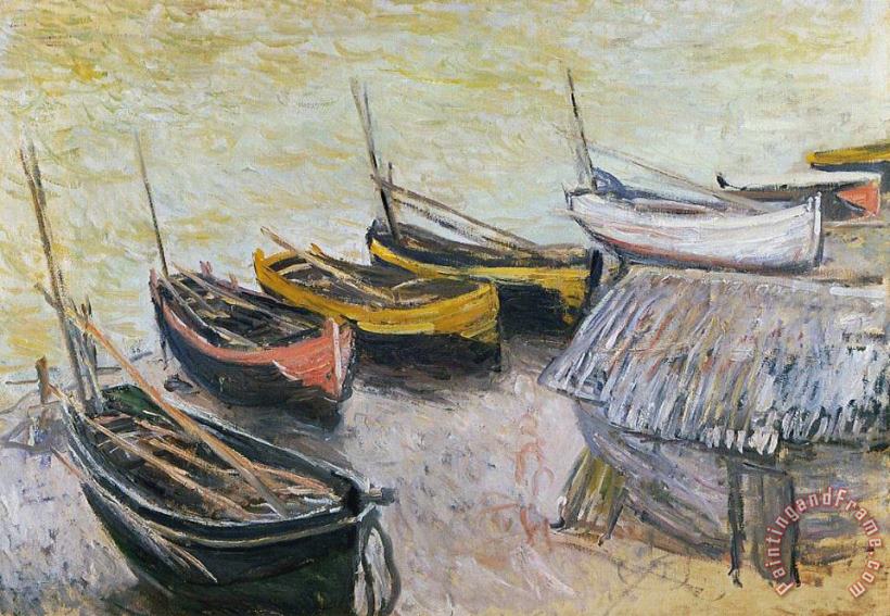 Claude Monet Boats on the Beach Art Painting
