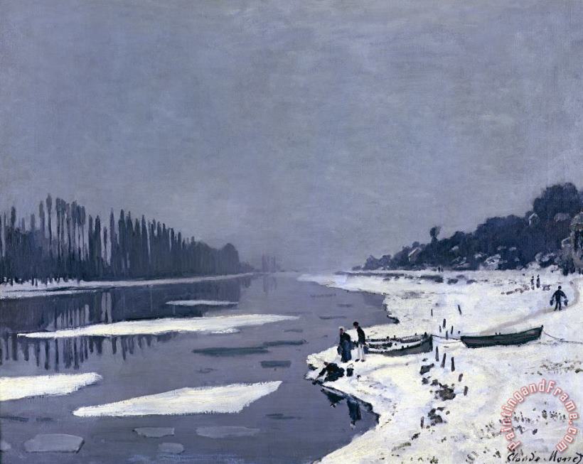 Claude Monet Ice on the Seine at Bougival Art Painting
