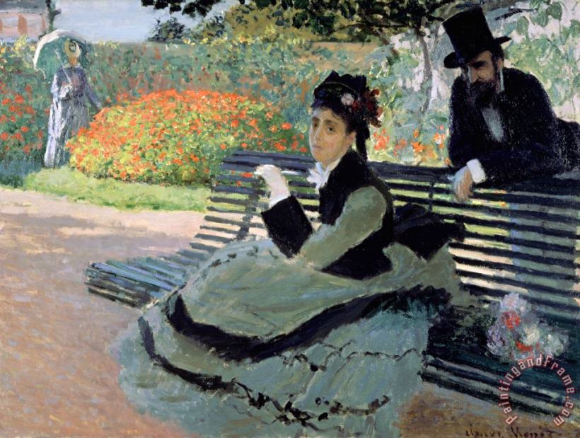 Madame Monet on a Garden Bench painting - Claude Monet Madame Monet on a Garden Bench Art Print