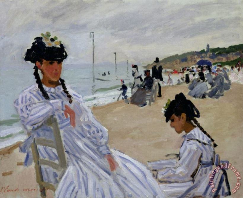 On the Beach at Trouville painting - Claude Monet On the Beach at Trouville Art Print