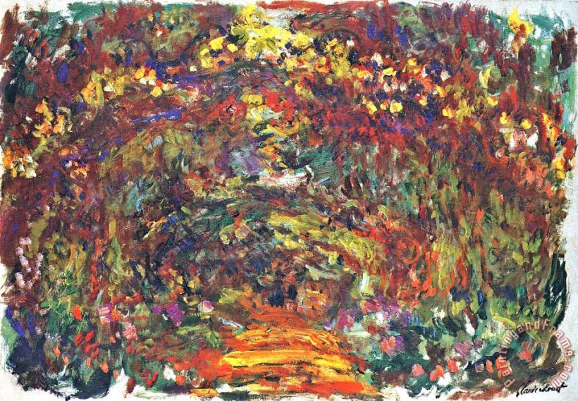 Claude Monet Path Under The Rose Trellises Giverny Art Painting