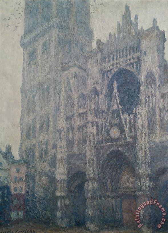 Rouen Cathedral West Portal Grey Weather painting - Claude Monet Rouen Cathedral West Portal Grey Weather Art Print