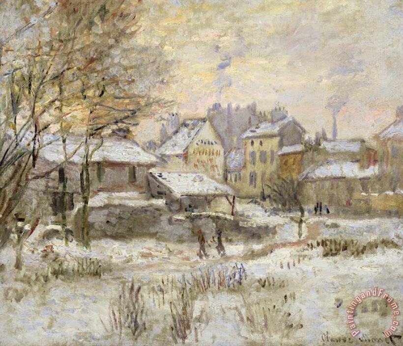 Claude Monet Snow Effect With Setting Sun Art Painting