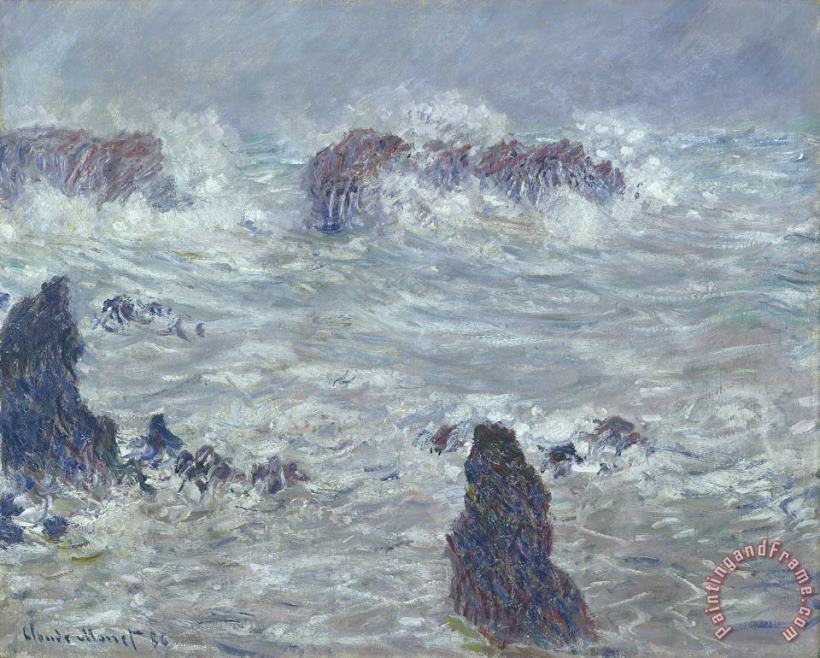 Claude Monet Storm off the Coast of Belle Ile Art Painting
