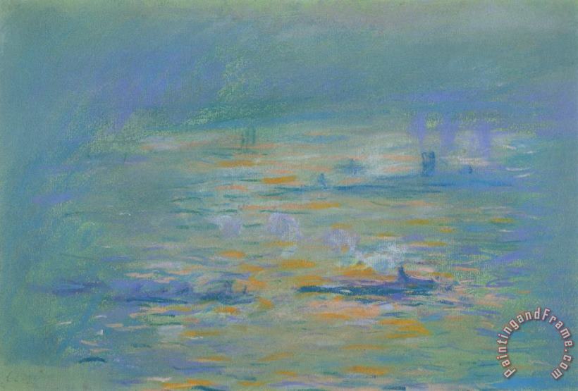 Claude Monet Tugboats On The River Thames Art Print