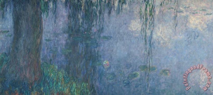 Waterlilies Morning With Weeping Willows painting - Claude Monet Waterlilies Morning With Weeping Willows Art Print