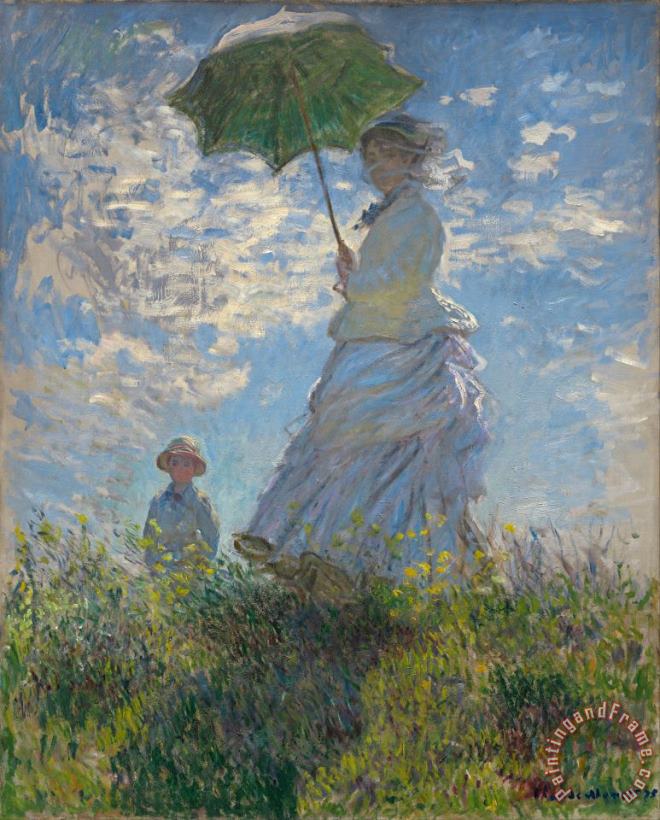Woman With A Parasol - Madame Monet And Her Son painting - Claude Monet Woman With A Parasol - Madame Monet And Her Son Art Print
